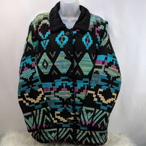 South Western Geo Print Wrap Long Coat Size SM